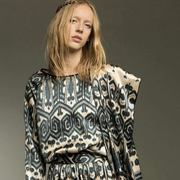 Forte_Forte Ikat Print Silk Blouse, size "1", (size small) - Picture 8 of 10